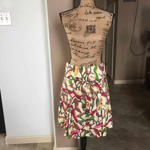 claude brown..multicolored shoe pattern skirt - Picture 1 of 8
